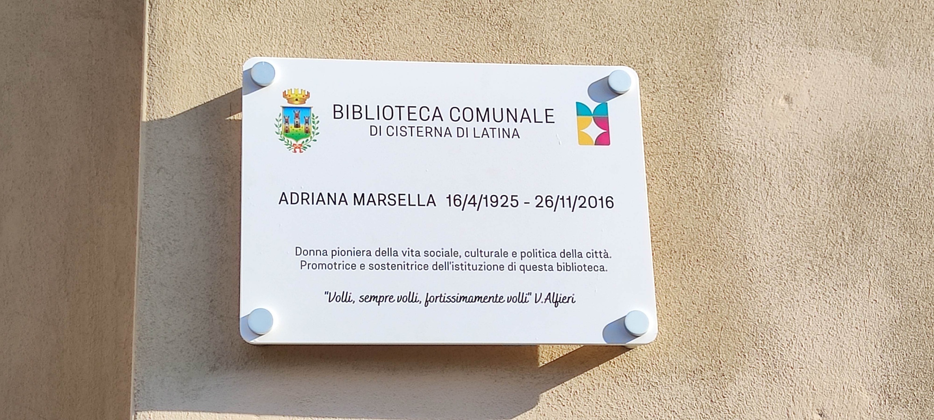 Inaugurazione biblioteca - targa intitolazione ad Adriana Marsella