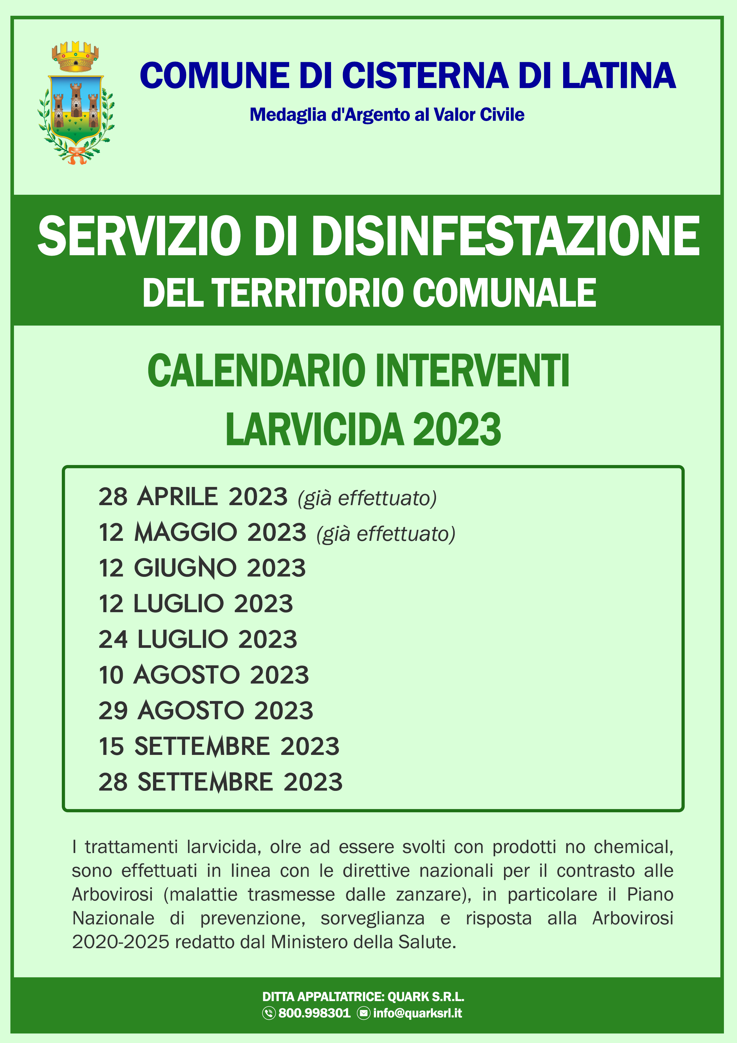 Calendario interventi larvicida 2023