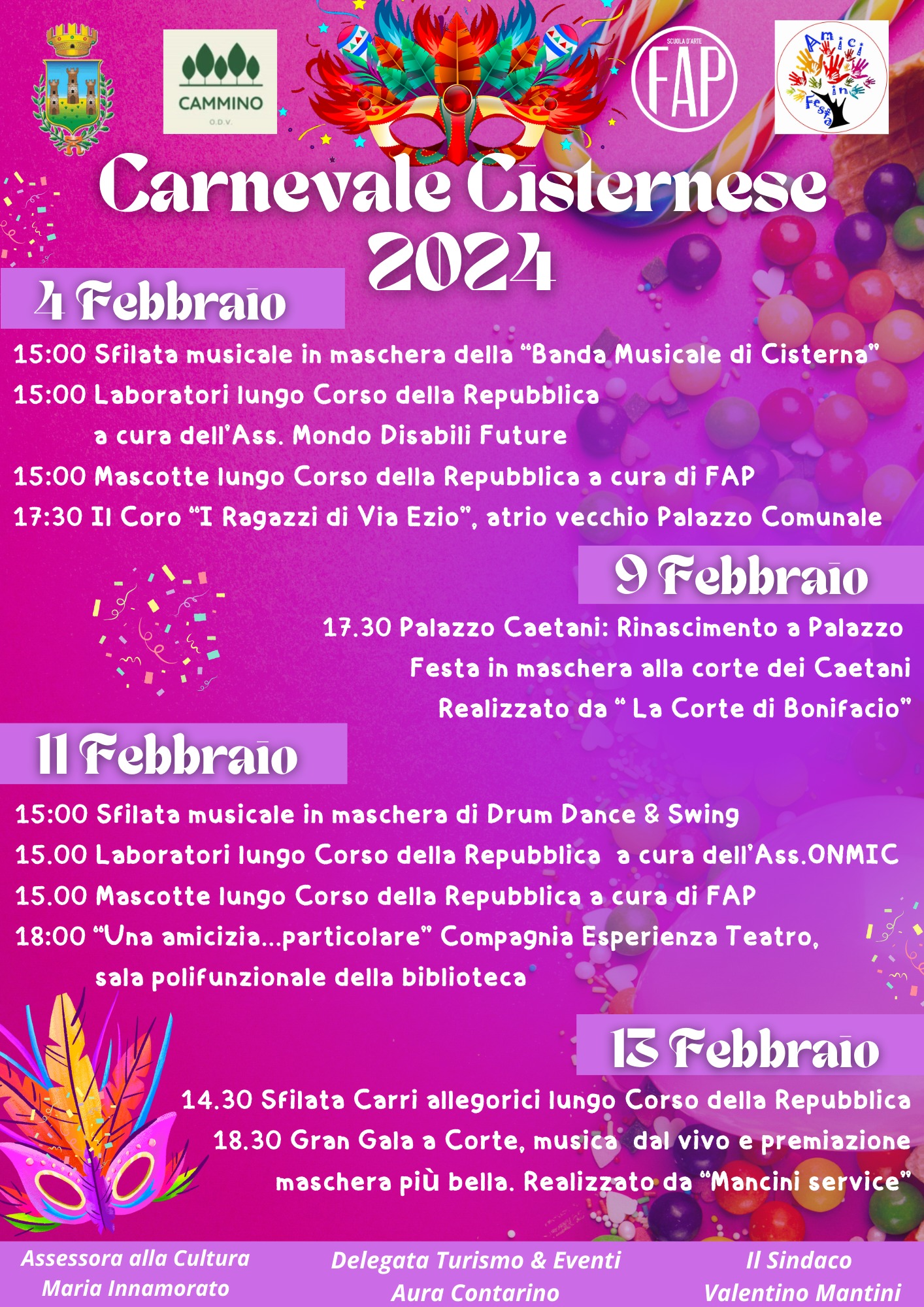 Carnevale Cisternese 2024 - locandina con programma - clicca per ingrandire