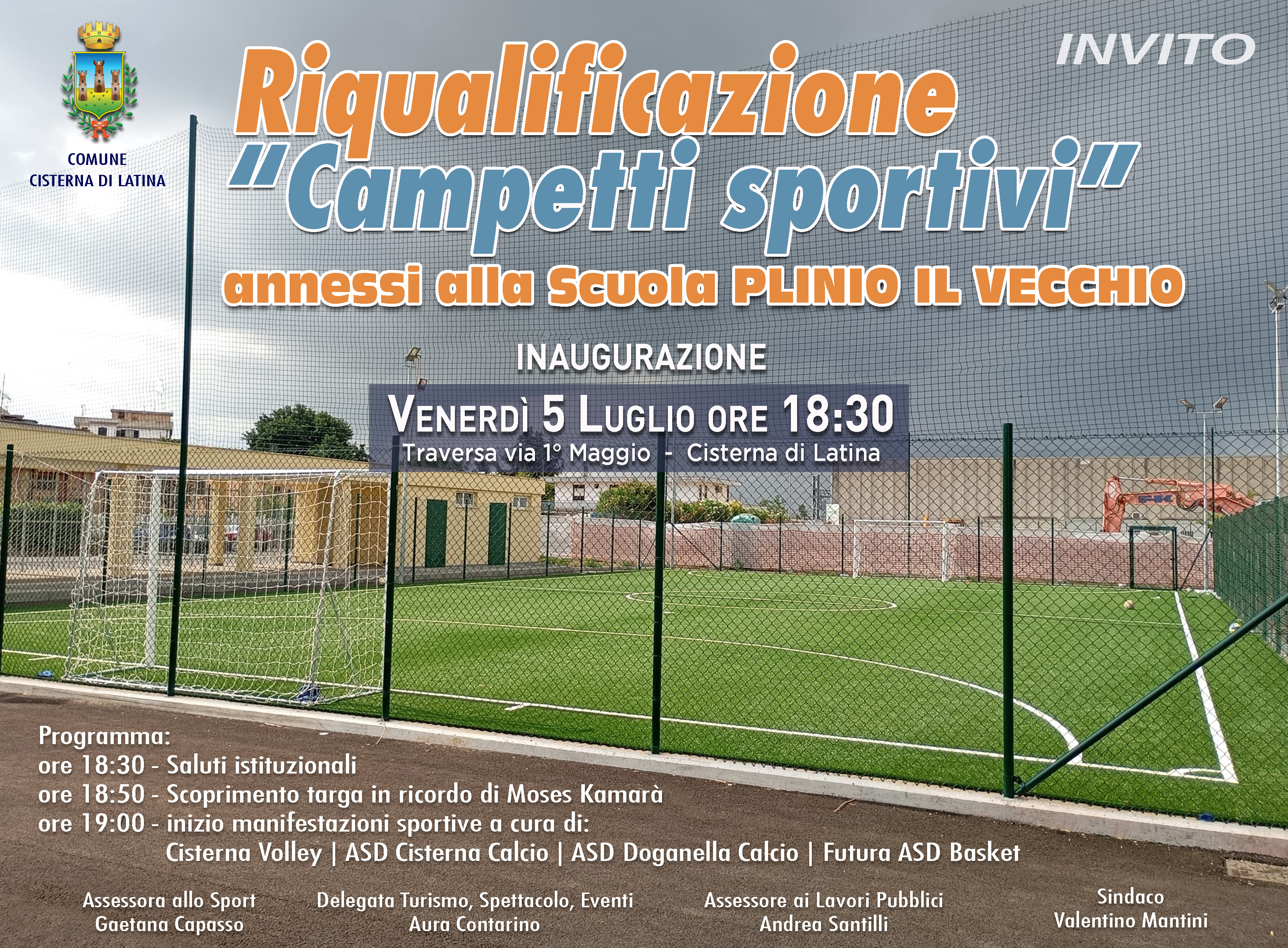 Invito inaugurazione Campetti annessi Plinio - 5 luglio 2024