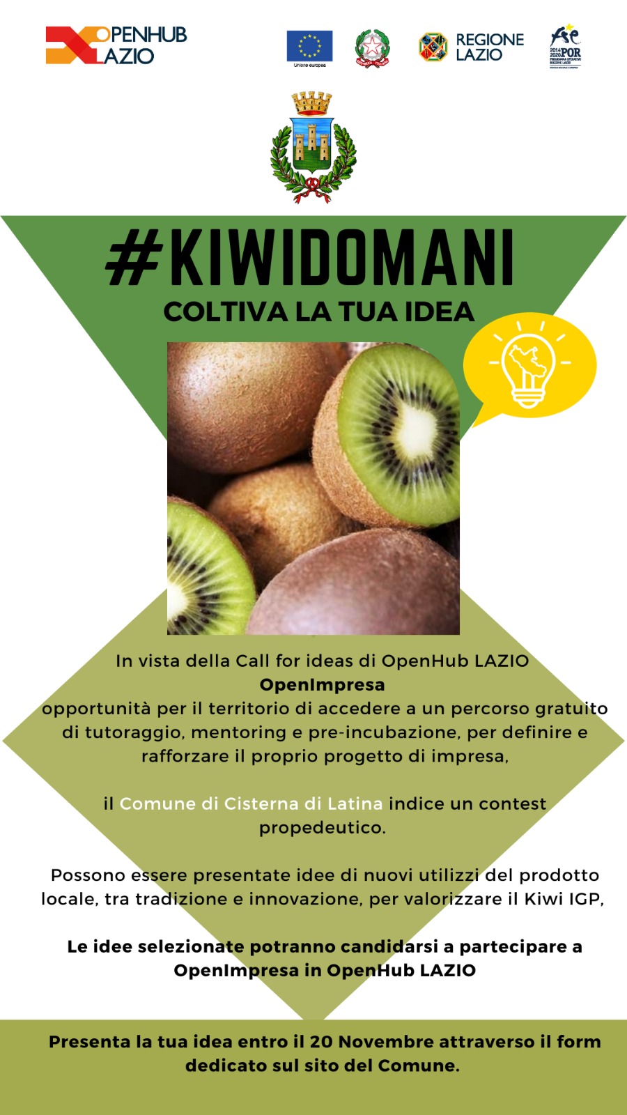 Locandina #kiwidomani contest di idee d'impresa sul kiwi