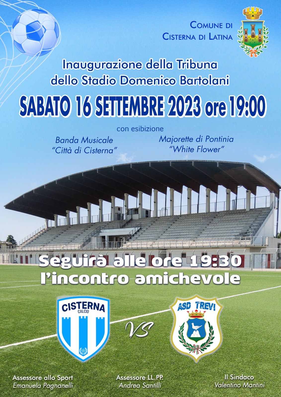 Locandina su inaugurazione tribuna stadio Bartolani