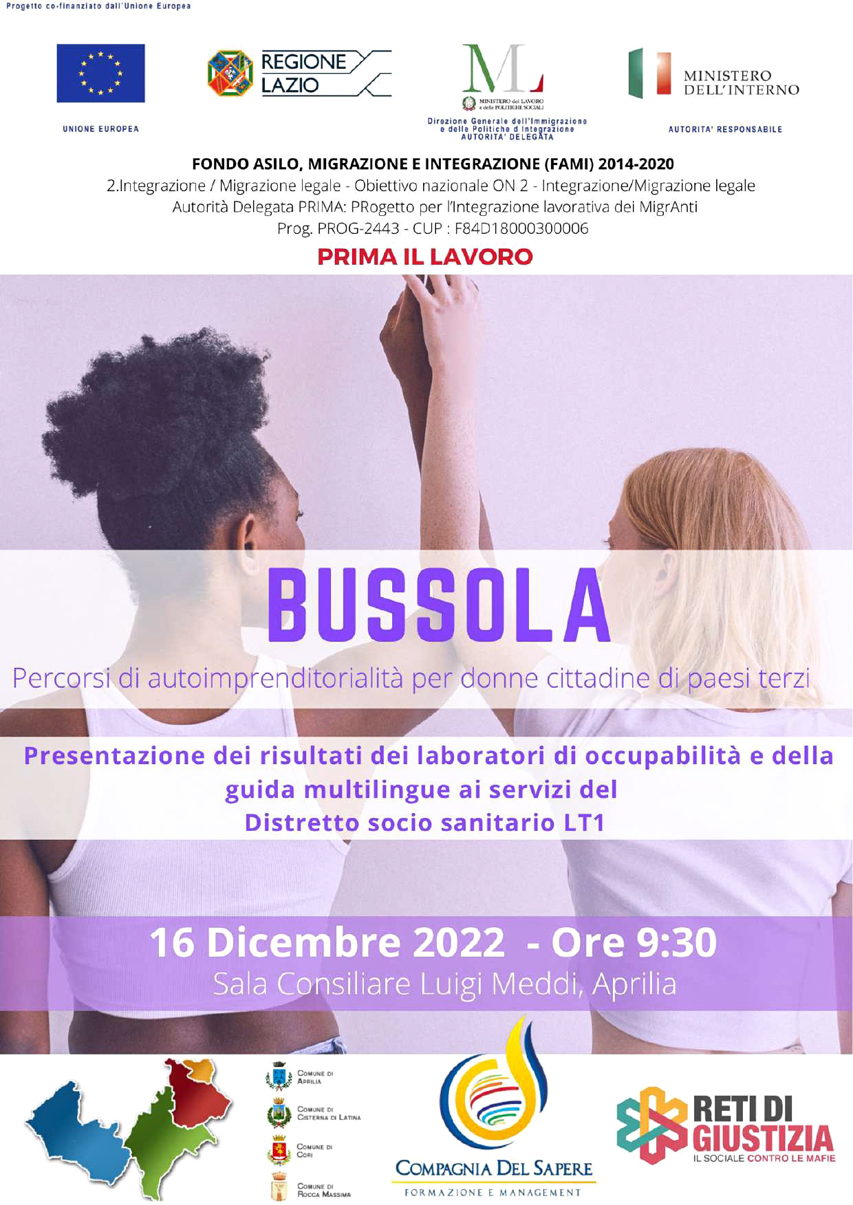 Locandina progetto PRIMA il lavoro - Bussola