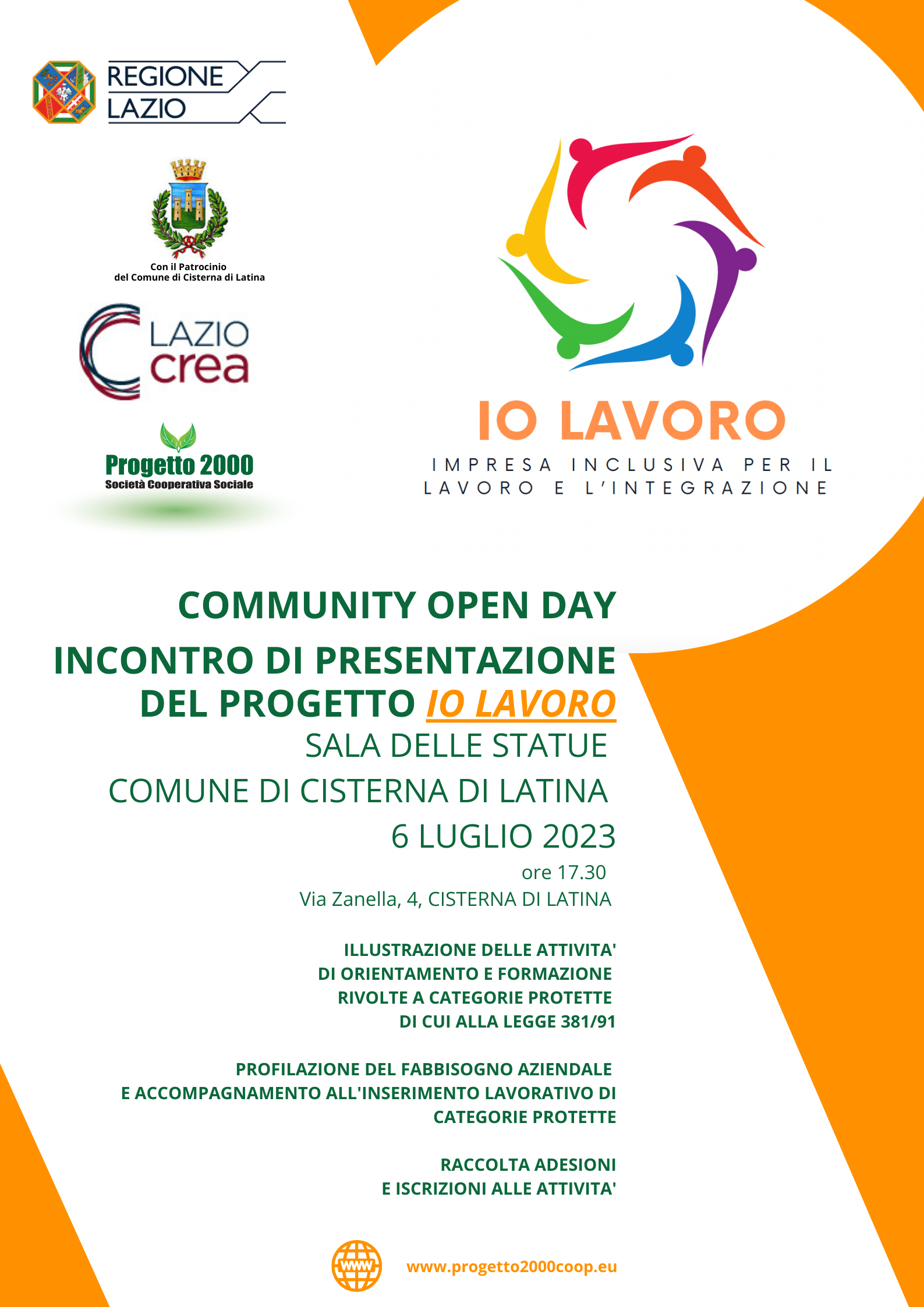 Locandina presentazione progetto IO LAVORO