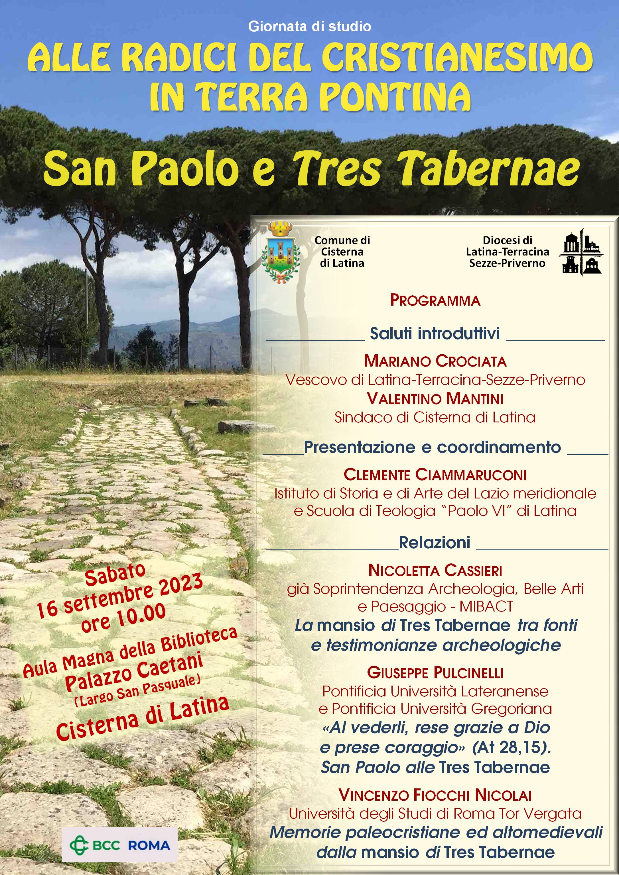 Locandina "Alle radici del Cristianesimo in terra pontina: San Paolo e Tres Tabernae"