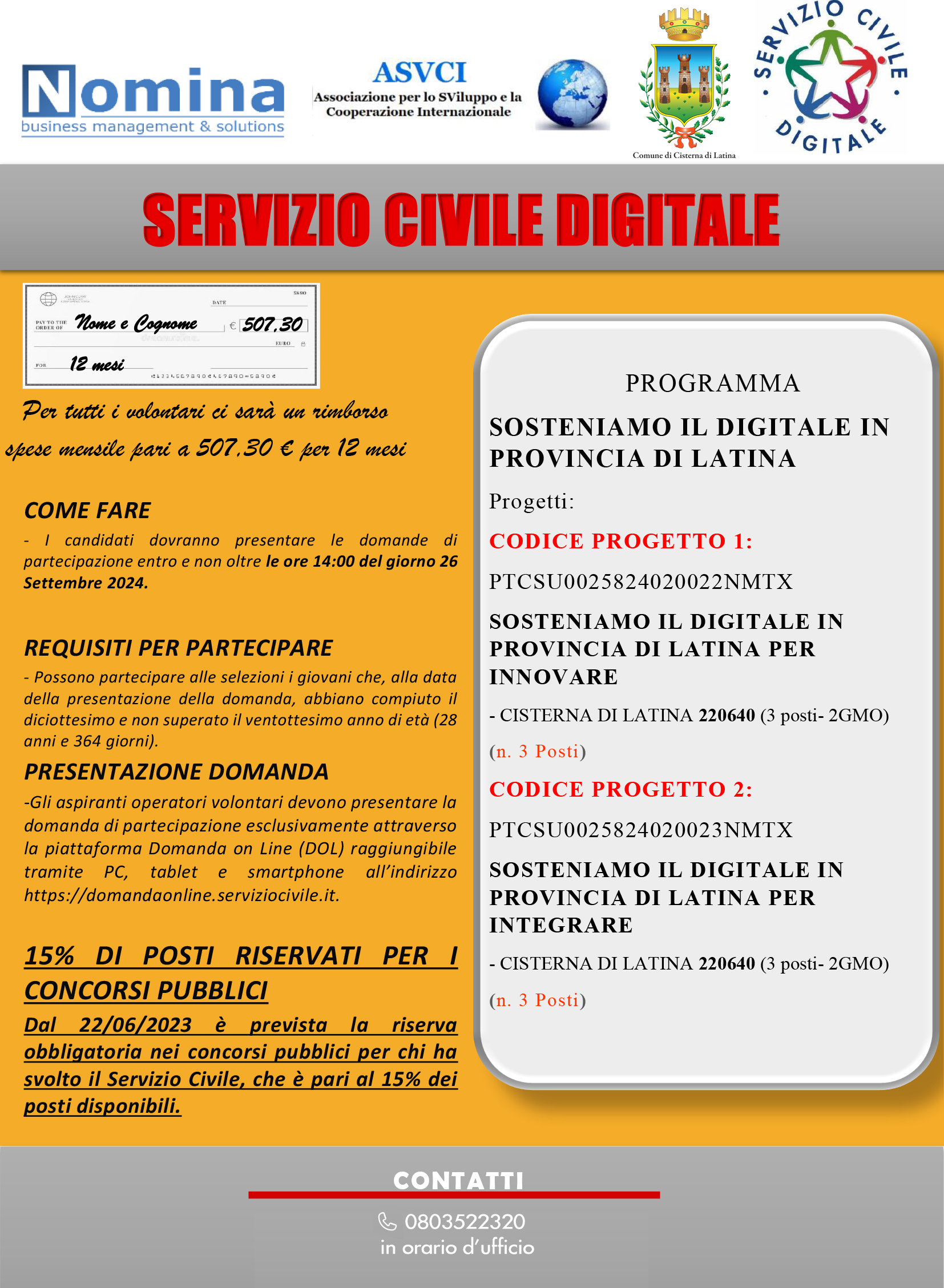 Locandina avviso per Servizio Civile Digitale