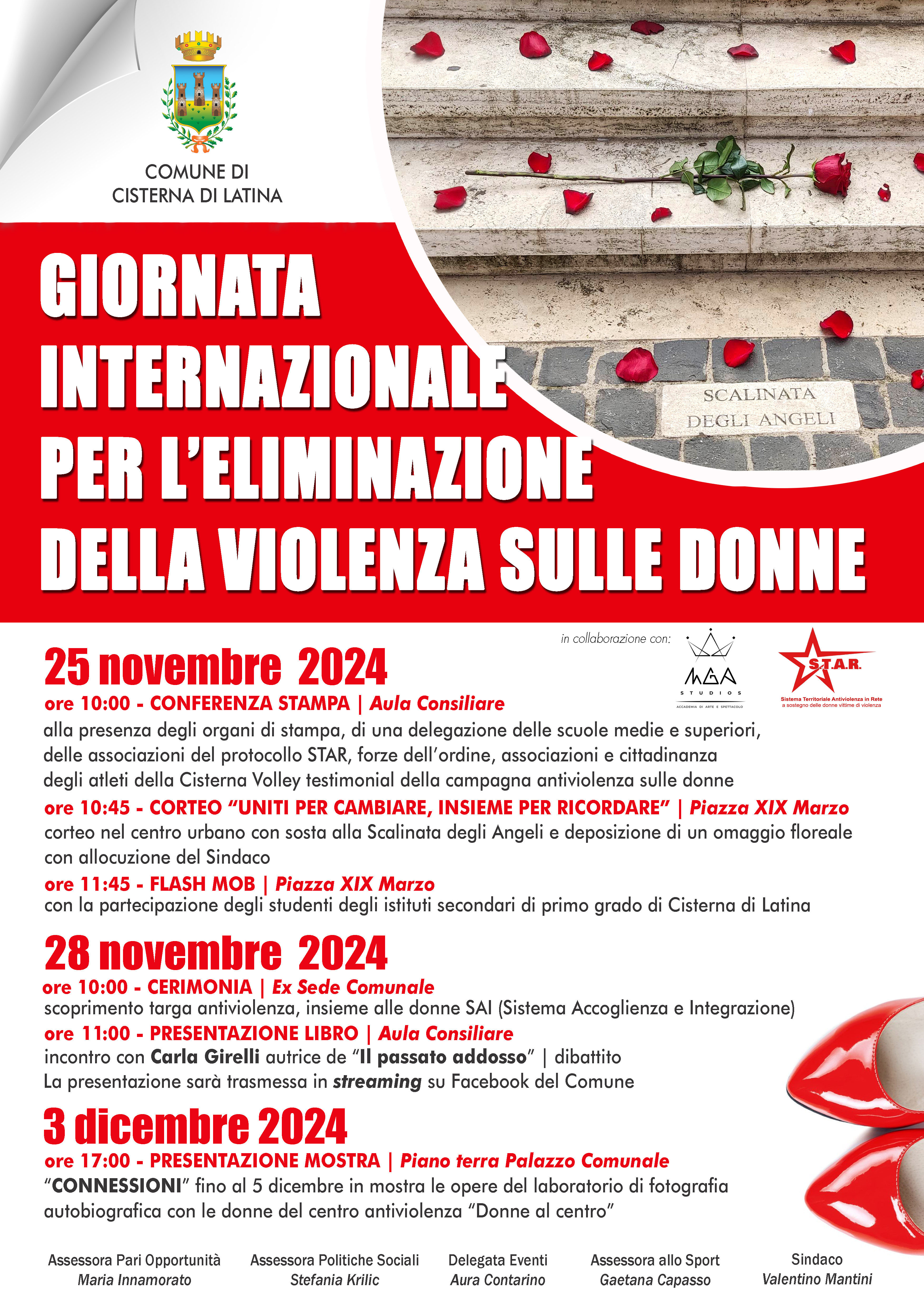 Locandina Giornata per eliminazione violenza sulle donne - 25 novembre 2024 - programma